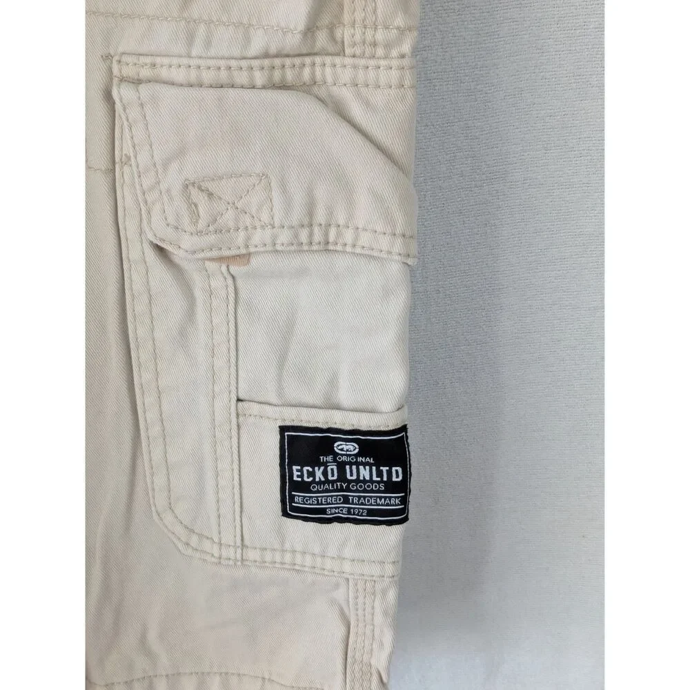 Y2k Ecko Unltd. Baggy Cargo Shorts Cream Men's Size 40